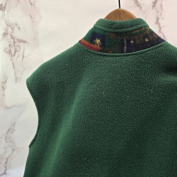 Banff National Park Vest Mens Large Green Red Vintage Zip Fleece 90s Canada - Picture 6 of 9